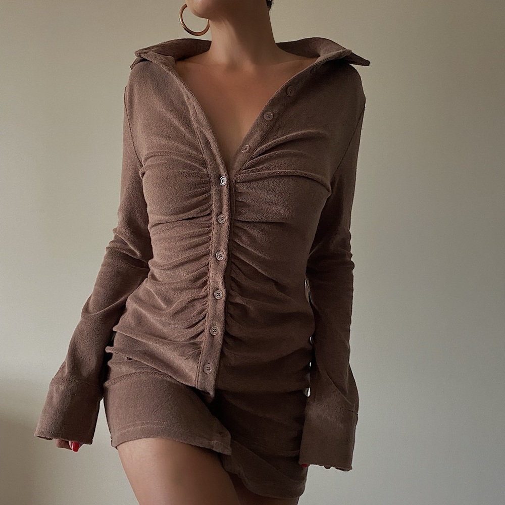 Terry Cloth Shirt Dress